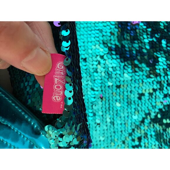 Mermaid Tail Blue Green Sequin Bag Drawstring Backpack Design GirlZone - Picture 8 of 8